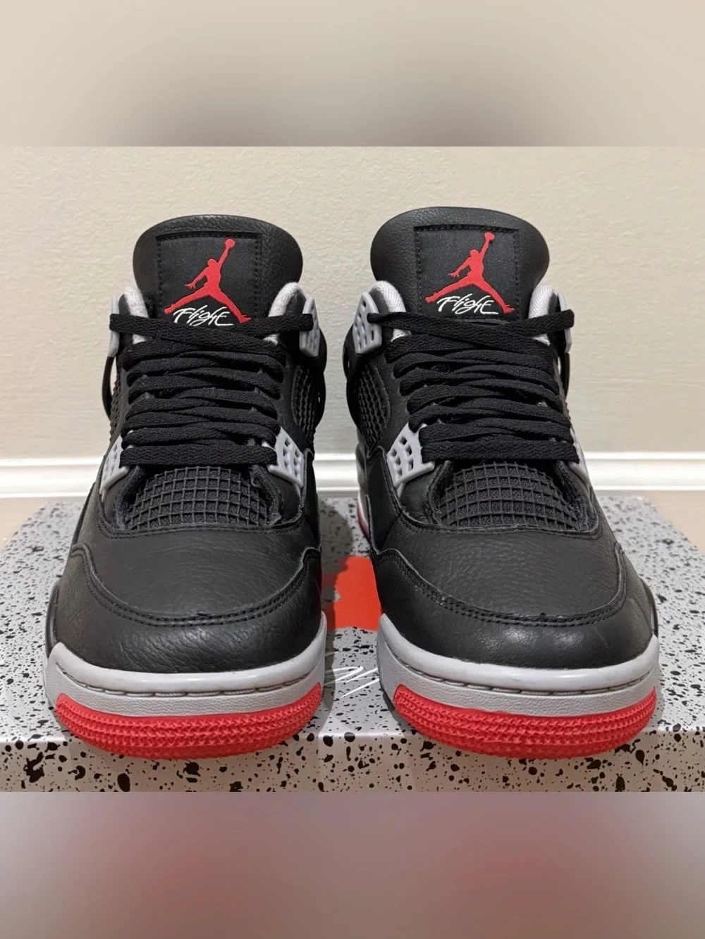 Nike Air Jordan 4 Retro Bred Reimagined Black/Fire Red/Grey Size 9